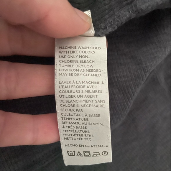 Free People charcoal grey off the shoulder long sleeve t-shirt, size small. - Picture 5 of 6